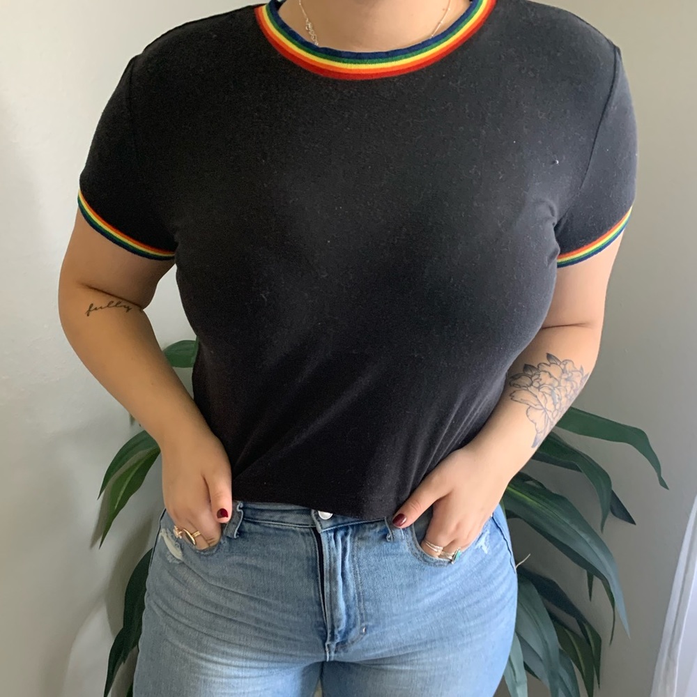 Soft black pride cropped tee